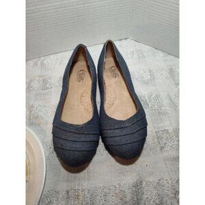 Cliffs by White Mountain‎ Ballet Flat Clara Dark Blue Denim Canvas Shoe Size 8W